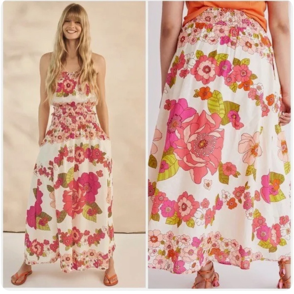 Love the label pink floral maxi skirt as sold at Anthropologie